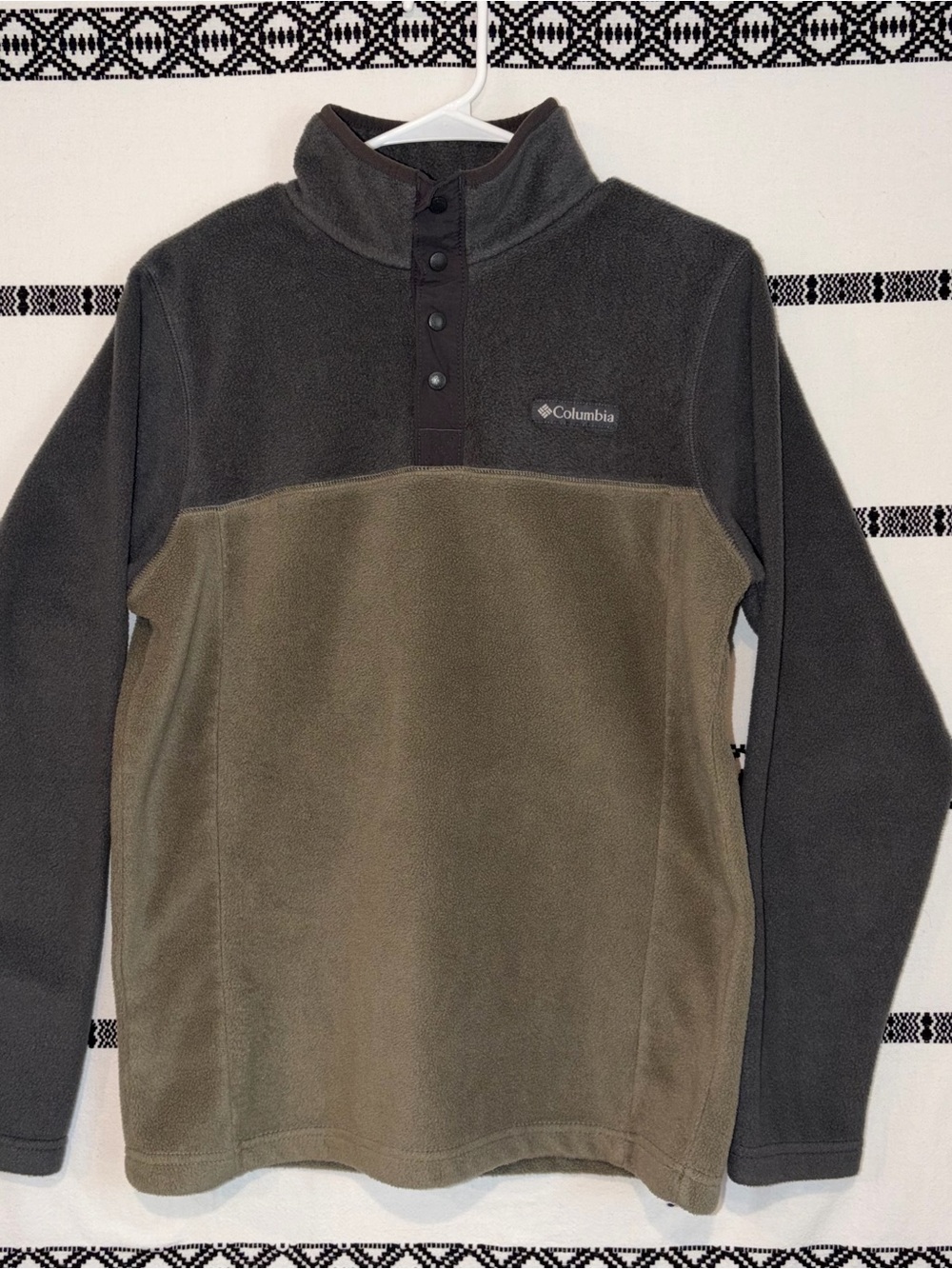 Columbia Men’s Olive & Charcoal Fleece Snap Pullover